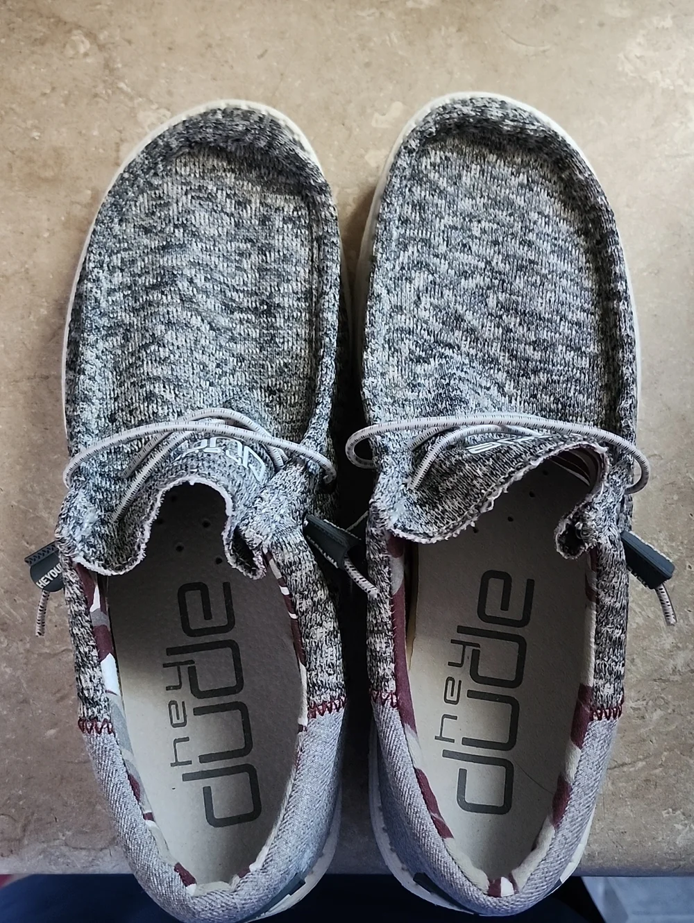 Hey Dude Gray Knit Slip-On Loafers with Camo Accent